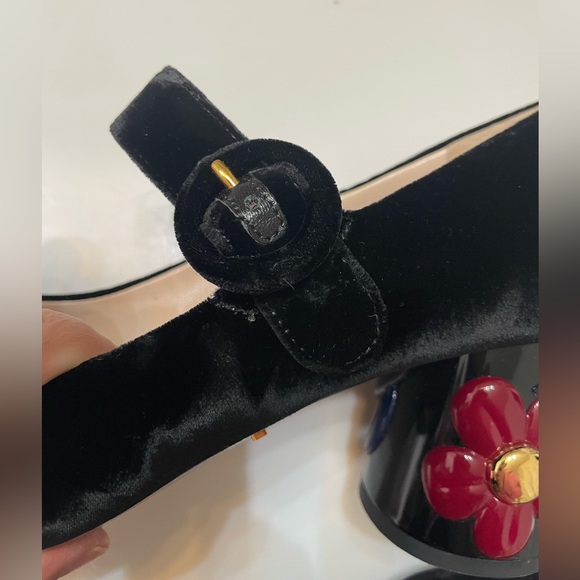Prada Flower Heel Velvet Mary Janes - Picture 6 of 11